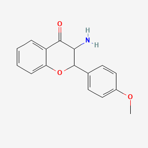 molecular formula C16H15NO3 B12788126 3-Amino-2-(4-methoxyphenyl)-2,3-dihydro-4H-chromen-4-one CAS No. 70460-62-7