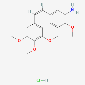 molecular formula C18H22ClNO4 B12788134 Benzenamine, 2-methoxy-5-((1Z)-2-(3,4,5-trimethoxyphenyl)ethenyl)-, hydrochloride CAS No. 162705-22-8