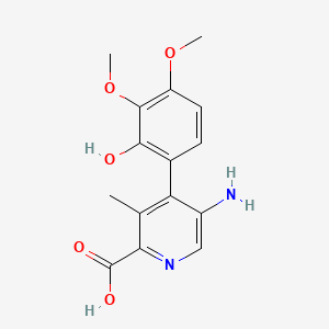 molecular formula C15H16N2O5 B12788137 2-Pyridinecarboxylic acid, 5-amino-4-(2-hydroxy-3,4-dimethoxyphenyl)-3-methyl- CAS No. 61948-43-4