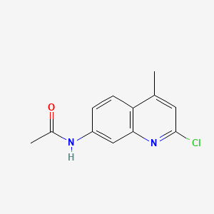 molecular formula C12H11ClN2O B12788179 Acetamide, N-(2-chloro-4-methyl-7-quinolinyl)- CAS No. 52507-64-9