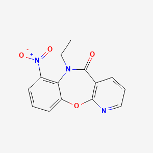 molecular formula C14H11N3O4 B12788209 6-Ethyl-7-nitro-pyrido(2,3-b)(1,5)benzoxazepin-5(6H)-one CAS No. 140413-19-0