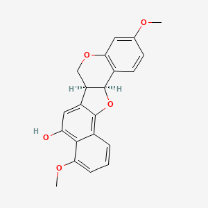 molecular formula C21H18O5 B12788231 (2S,11S)-7,18-dimethoxy-4,12-dioxapentacyclo[11.8.0.02,11.05,10.014,19]henicosa-1(21),5(10),6,8,13,15,17,19-octaen-20-ol CAS No. 184900-60-5