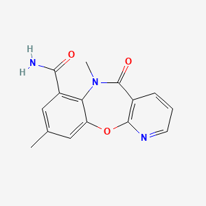 molecular formula C15H13N3O3 B12788249 7-Carbamoyl-6,9-dimethyl-pyrido(2,3-b)(1,5)benzoxazepin-5(6H)-one CAS No. 140413-32-7