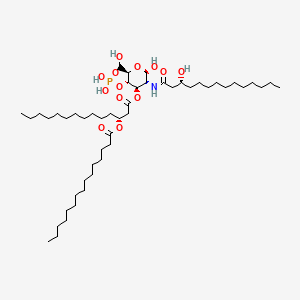 molecular formula C49H94NO13P B12788263 D-Glucose, 2-deoxy-2-((3-hydroxy-1-oxotetradecyl)amino)-, 4-(dihydrogen phosphate) 3-(3-((1-oxopentadecyl)oxy)tetradecanoate), (2(R),3(R))- CAS No. 125056-31-7