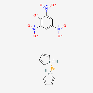 molecular formula C16H12FeN3O7-3 B12788271 Ferrocenium picrate CAS No. 11077-21-7