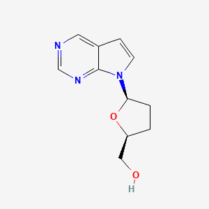 2-Furanmethanol, 5-(7H-pyrrolo(2,3-d)pyrimidin-7-yl)tetrahydro-, (2S, 5R)-