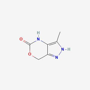 molecular formula C6H7N3O2 B12788348 3-Methyl-4,7-dihydropyrazolo(4,3-d)(1,3)oxazin-5(1H)-one CAS No. 72499-48-0