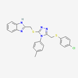 2-(((5-(((4-Chlorophenyl)thio)methyl)-4-(4-methylphenyl)-4H-1,2,4-triazol-3-yl)thio)methyl)-1H-benzimidazole