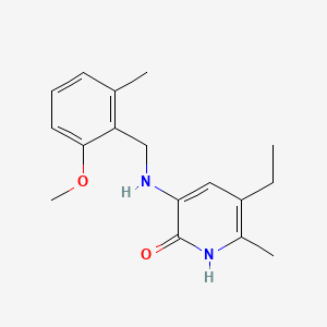 molecular formula C17H22N2O2 B12788394 2(1H)-Pyridinone, 5-ethyl-3-(((2-methoxy-6-methylphenyl)methyl)amino)-6-methyl- CAS No. 145901-98-0