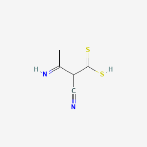 molecular formula C5H6N2S2 B12788462 2-Cyano-3-iminobutanedithioic acid CAS No. 71081-51-1