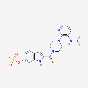 molecular formula C22H27N5O4S B12788500 1-((6-(Methylsulfonyloxy)-2-indolyl)carbonyl)-4-(3-(isopropylamino)-2-pyridinyl)piperazine CAS No. 147920-18-1