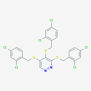 molecular formula C25H16Cl6N2S3 B12788515 3,4,5-Tris[(2,4-dichlorobenzyl)sulfanyl]pyridazine CAS No. 6957-34-2