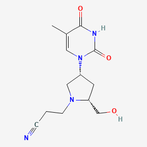 molecular formula C13H18N4O3 B12788521 1-Pyrrolidinepropanenitrile, 4-(3,4-dihydro-5-methyl-2,4-dioxo-1(2H)-pyrimidinyl)-2-(hydroxymethyl)-, (2R-cis)- CAS No. 121330-13-0