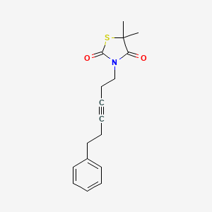 molecular formula C17H19NO2S B12788571 5,5-Dimethyl-3-(6-phenylhex-3-yn-1-yl)-1,3-thiazolidine-2,4-dione CAS No. 86106-16-3