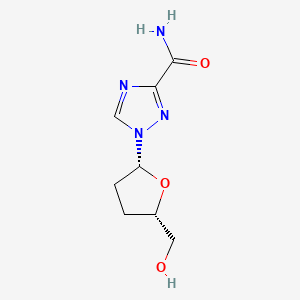 molecular formula C8H12N4O3 B12788583 1H-1,2,4-Triazole-3-carboxamide, 1-(tetrahydro-5-(hydroxymethyl)-2-furanyl)-, (2R-cis)- CAS No. 114412-66-7