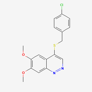 molecular formula C17H15ClN2O2S B12788618 4-((4-Chlorobenzyl)thio)-6,7-dimethoxycinnoline CAS No. 5387-86-0