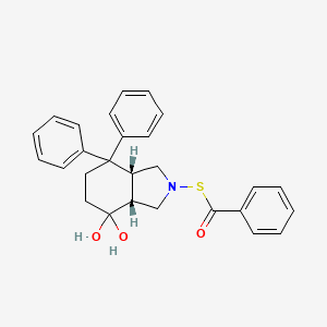 Thiopyrano(2,3-c)pyrrole, octahydro-4,4-diphenyl-6-(phenylacetyl)-, 1,1-dioxide, cis-(+-)-