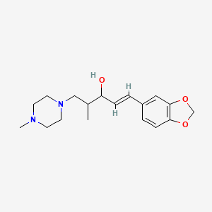 molecular formula C18H26N2O3 B12788704 1-Piperazinepropanol, alpha-(2-(1,3-benzodioxol-5-yl)ethenyl)-beta,4-dimethyl- CAS No. 66596-56-3