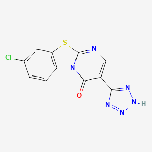 molecular formula C11H5ClN6OS B12788710 8-Chloro-3-(1H-tetrazol-5-yl)-4H-pyrimido(2,1-b)(1,3)benzothiazol-4-one CAS No. 81664-76-8