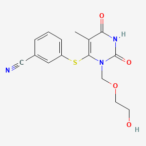 molecular formula C15H15N3O4S B12788718 6-((3-Cyanophenyl)thio)-1-((2-hydroxyethoxy)methyl)thymine CAS No. 137897-80-4