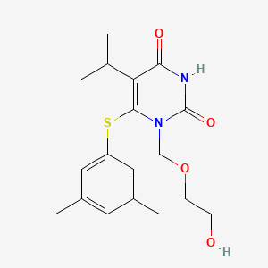 molecular formula C18H24N2O4S B12788738 6-(3,5-Dimethylphenyl)thio)-5-isopropyl-1-((2-hydroxyethoxy)methyl)uracil CAS No. 137897-92-8