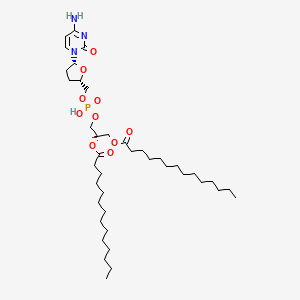 molecular formula C40H72N3O10P B12788750 5'-Cytidylic acid, 2',3'-dideoxy-, mono(2,3-bis((1-oxotetradecyl)oxy)propyl) ester, (R)- CAS No. 128008-48-0