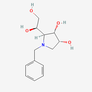 molecular formula C13H19NO4 B12788758 3,4-Pyrrolidinediol, 2-(1,2-dihydroxyethyl)-1-(phenylmethyl)-, (2S-(22alpha(R*),3beta,4beta))- CAS No. 117781-07-4