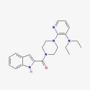 molecular formula C22H27N5O B12788827 Piperazine, 1-(3-(diethylamino)-2-pyridinyl)-4-(1H-indol-2-ylcarbonyl)- CAS No. 136816-78-9