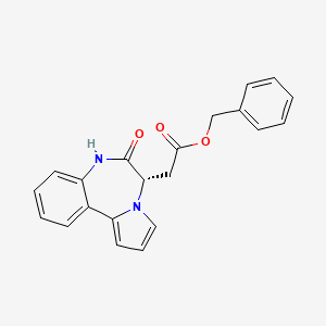 molecular formula C21H18N2O3 B12788876 5H-Pyrrolo(1,2-d)(1,4)benzodiazepine-5-acetic acid, 6,7-dihydro-6-oxo-, phenylmethyl ester, (S)- CAS No. 147528-08-3