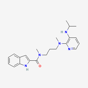 molecular formula C22H29N5O B12788961 1H-Indole-2-carboxamide, N-methyl-N-(3-(methyl(3-((1-methylethyl)amino)-2-pyridinyl)amino)propyl)- CAS No. 136817-10-2