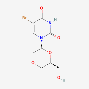 molecular formula C9H11BrN2O5 B12788969 (6-(Hydroxymethyl)-1,4-dioxan-2-yl)-5-bromouracil CAS No. 132062-63-6