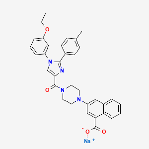 molecular formula C34H31N4NaO4 B12788973 3ZF8Zlu9V7 CAS No. 1061517-62-1