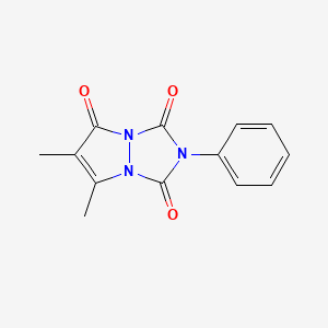 molecular formula C13H11N3O3 B12788981 6,7-Dimethyl-2-phenyl-1H,5H-pyrazolo(1,2-a)(1,2,4)triazole-1,3,5(2H)-trione CAS No. 81911-96-8