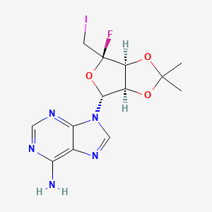 molecular formula C13H15FIN5O3 B12789229 Adenosine, 5'-deoxy-4'-C-fluoro-5'-iodo-2',3'-O-(1-methylethylidene)- CAS No. 151725-74-5