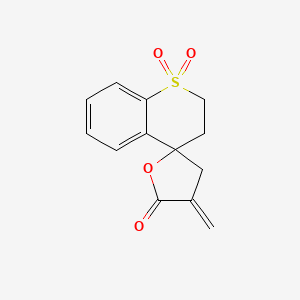 molecular formula C13H12O4S B12789253 Spiro(4H-1-benzothiopyran-4,2'(5'H)-furan)-5'-one, 2,3,3',4'-tetrahydro-4'-methylene-, 1,1-dioxide CAS No. 63159-39-7