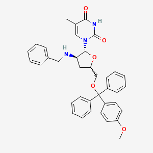 molecular formula C37H37N3O5 B12789266 Uridine, 2',3'-dideoxy-5'-O-((4-methoxyphenyl)diphenylmethyl)-5-methyl-2'-((phenylmethyl)amino)- CAS No. 134963-39-6