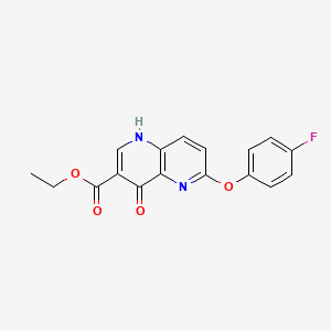 molecular formula C17H13FN2O4 B12789324 Ethyl 6-(4-fluorophenoxy)-4-oxo-1,4-dihydro-1,5-naphthyridine-3-carboxylate CAS No. 30265-85-1