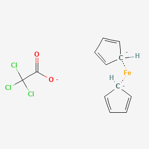 molecular formula C12H10Cl3FeO2-3 B12789355 Ferricenium trichloroacetate CAS No. 12636-57-6