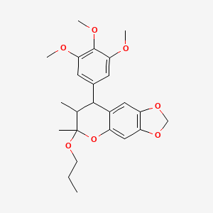 7,8-Dihydro-6,7-dimethyl-6-propoxy-8-(3,4,5-trimethoxyphenyl)-6H-1,3-dioxolo(4,5-g)(1)benzopyran