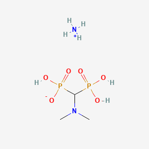 molecular formula C3H14N2O6P2 B12791132 Phosphonic acid, ((dimethylamino)methylene)bis-, monoammonium salt CAS No. 81276-56-4