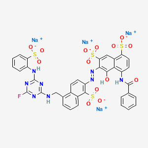 4-(Benzoylamino)-6-((5-(((4-fluoro-6-((2-sulphophenyl)amino)-1,3,5-triazin-2-yl)amino)methyl)-1-sulpho-2-naphthyl)azo)-5-hydroxynaphthalene-1,7-disulphonic acid, sodium salt