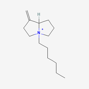 molecular formula C14H26N+ B12792562 4-Hexyl-1-methyleneoctahydro-4lambda(5)-pyrrolizine CAS No. 62934-53-6