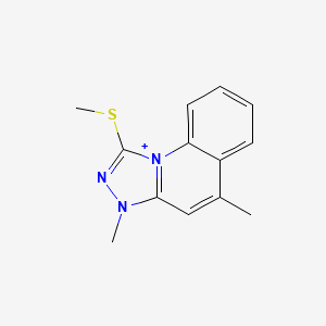 molecular formula C13H14N3S+ B12792578 3,5-Dimethyl-1-(methylthio)-3lambda(5)-(1,2,4)triazolo(4,5-a)quinoline CAS No. 35356-62-8