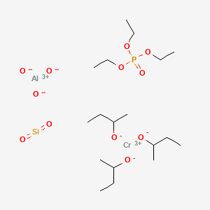 molecular formula C18H42AlCrO12PSi-3 B12792586 Aluminum;butan-2-olate;chromium(3+);dioxosilane;oxygen(2-);triethyl phosphate 