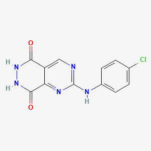 molecular formula C12H8ClN5O2 B12792596 2-(4-Chloroanilino)pyrimido(4,5-d)pyridazine-5,8-diol CAS No. 6344-85-0