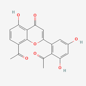 molecular formula C19H14O7 B12792647 8-Acetyl-2-(2-acetyl-3,5-dihydroxyphenyl)-5-hydroxy-4H-chromen-4-one CAS No. 70460-24-1