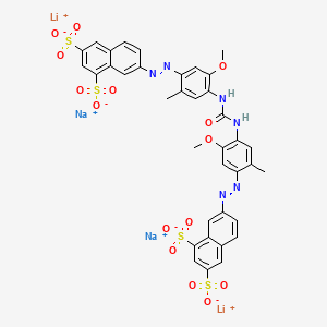 molecular formula C37H28Li2N6Na2O15S4 B12792666 1,3-Naphthalenedisulfonic acid, 7,7'-(carbonylbis(imino(5-methoxy-2-methyl-4,1-phenylene)azo))bis-, lithium sodium salt CAS No. 75198-97-9