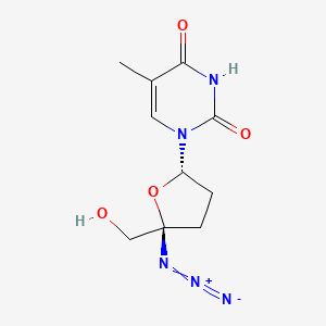 molecular formula C10H13N5O4 B12792688 2,4(1H,3H)-Pyrimidinedione, 1-(5-azido-5-(hydroxymethyl)tetrahydro-2-furanyl)-5-methyl, (2R-cis)- CAS No. 140387-60-6