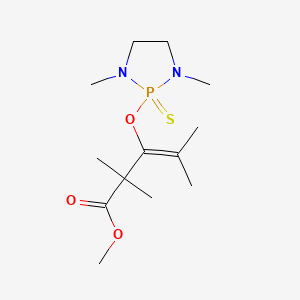 molecular formula C13H25N2O3PS B12792694 Methyl 3-((1,3-dimethyl-2-sulfido-1,3,2-diazaphospholidin-2-yl)oxy)-2,2,4-trimethyl-3-pentenoate CAS No. 35854-53-6