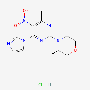 molecular formula C13H17ClN6O3 B12792709 T-611 hydrochloride CAS No. 350607-80-6